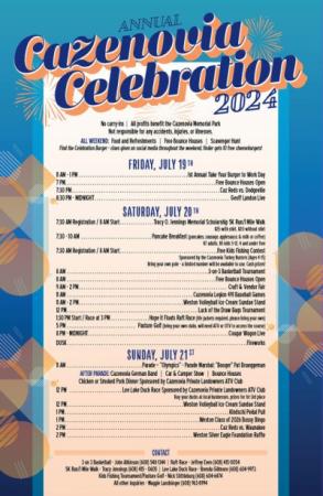Caz Celebration schedule