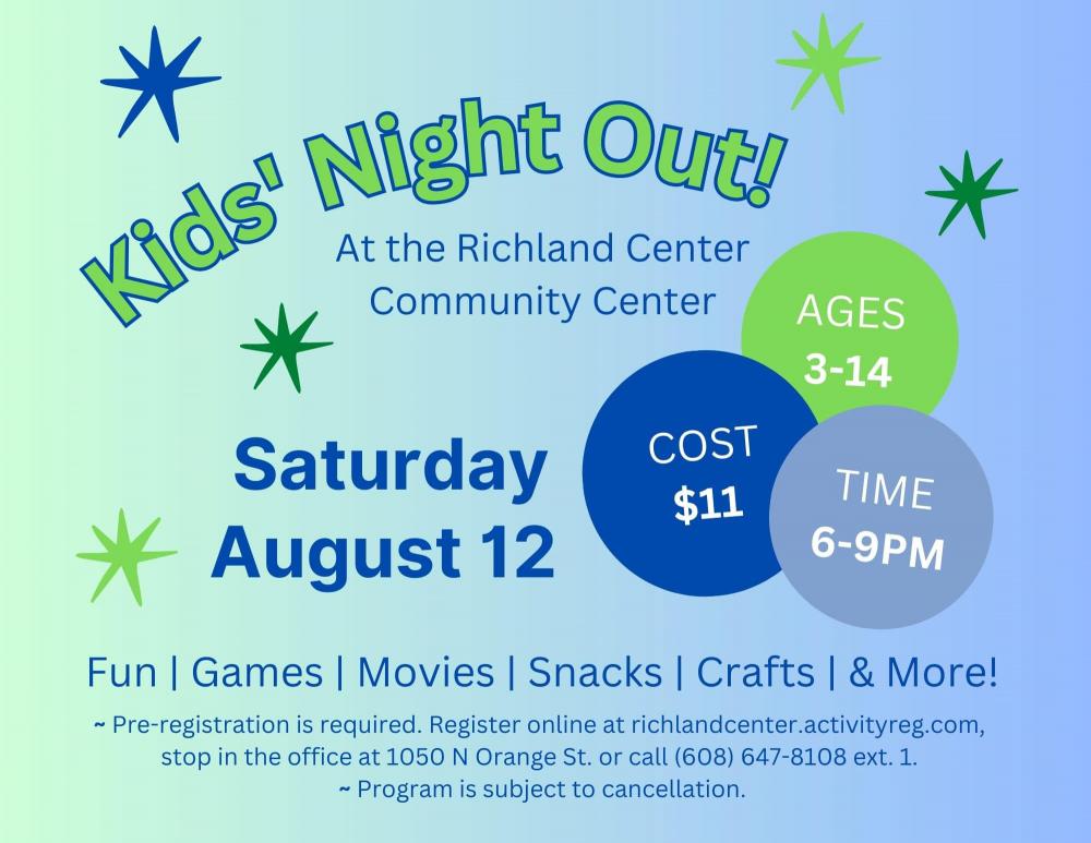 Kids Night Out | Richland Center Wisconsin